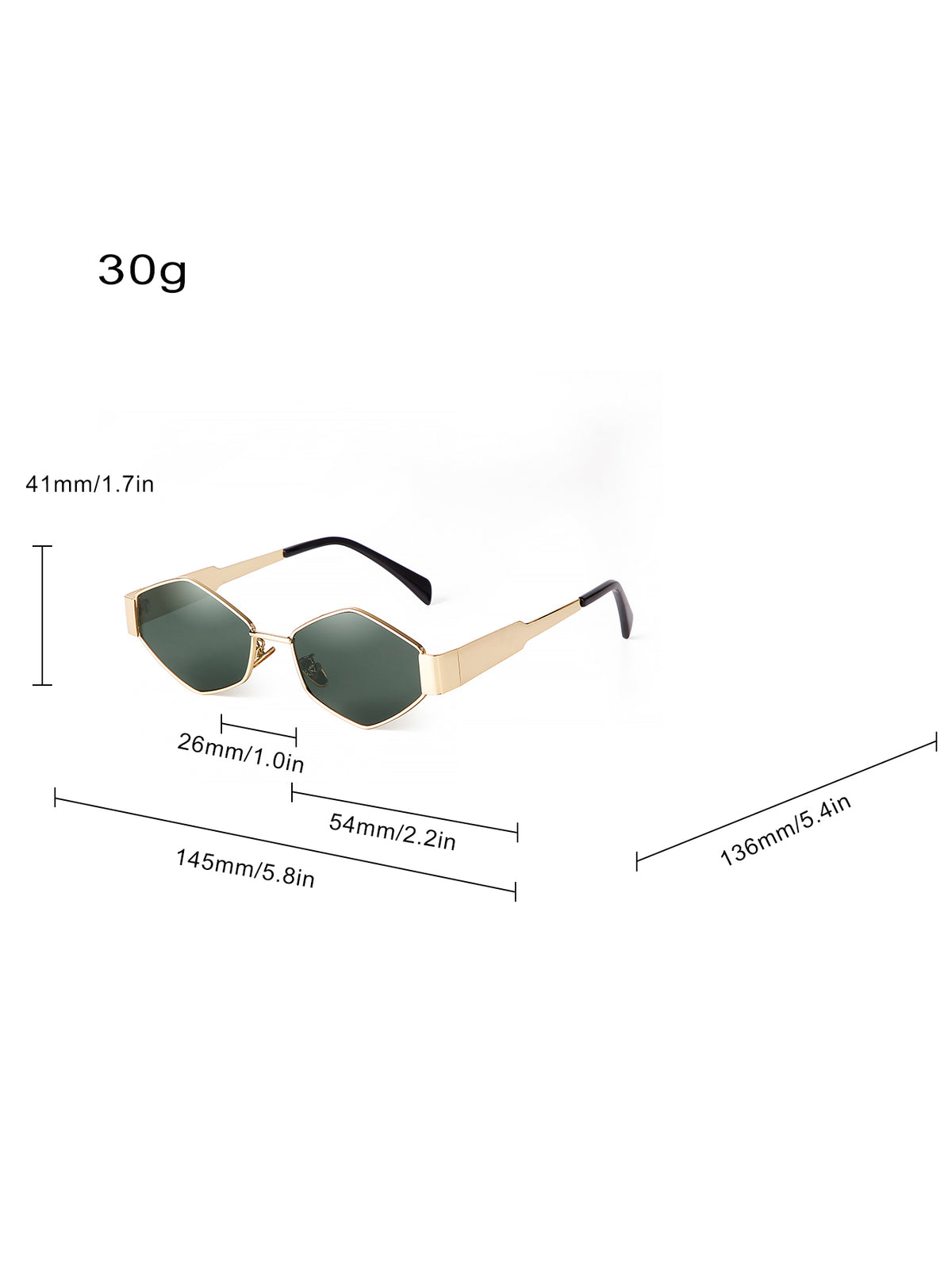 Irregular Metal Sunglasses Women's Fashion Personalized Wide Temple Sunglasses