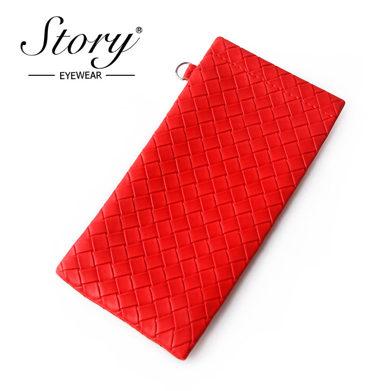 New minimalist and fashionable eyewear bag, solid color woven leather eyewear storage bag