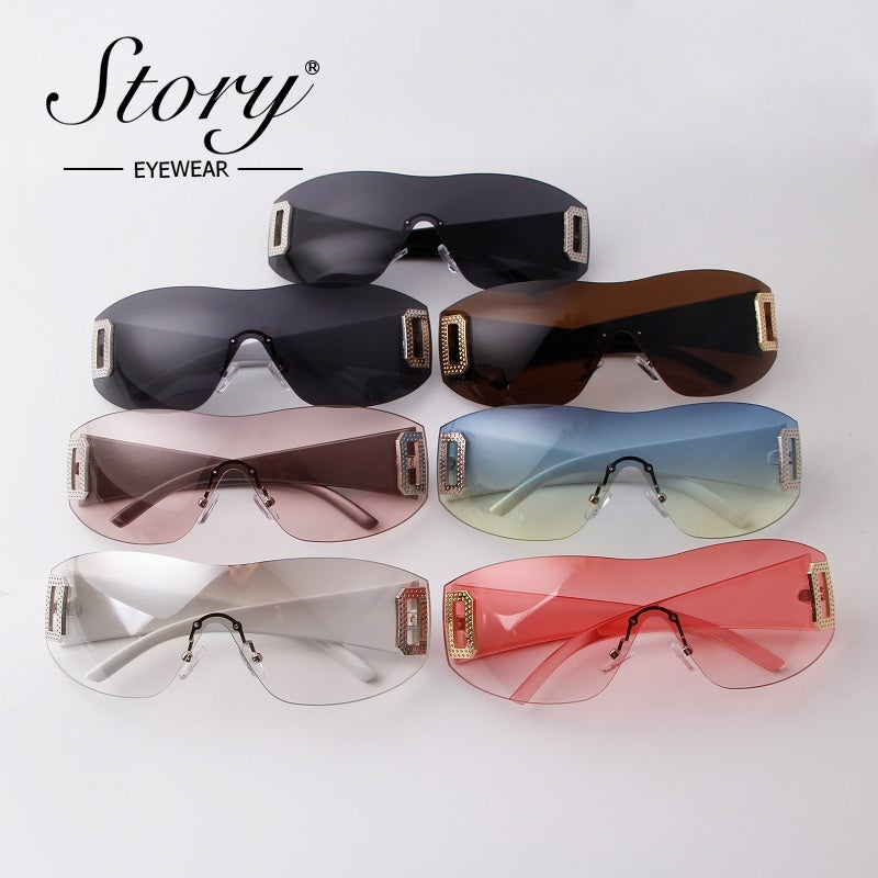 Sports sunglasses,Fashion integrated large frame goggles, personalized sunglasses for women
