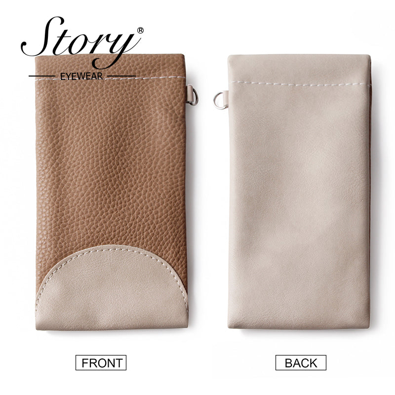 Litchi grain leather eyeglass bag, sunglasses storage bag, portable sunglasses box, eyeglass bag, color matching eyeglass bag