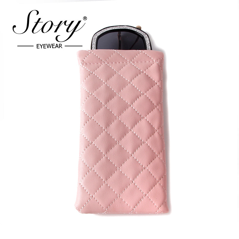 Automatic Closing Portable Checkered Glasses Bag,Portable Minimalist Glasses Case
