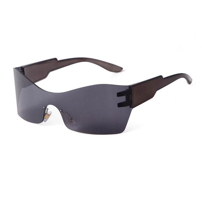 2024 New Integrated Large Frame Fashion Color Film Sunglasses, Personalized Frameless Glasses, Outdoor Cycling Sports Sunglasses