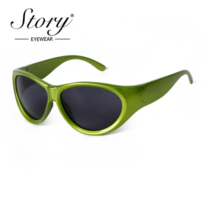 2024 New Cycling Sports Sunglasses Fashion Cat Eye Large Frame Personalized Reflective Sunglasses for Women