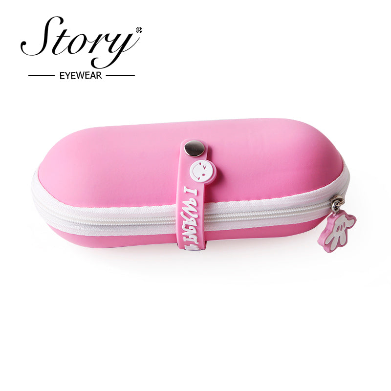 Portable children's glasses case, simple and cute glasses storage box