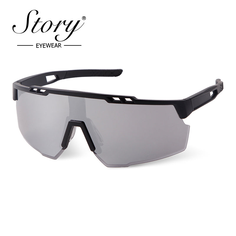 New  personalized sunglasses, large frame integrated windproof glasses, men's and women's fashion cycling