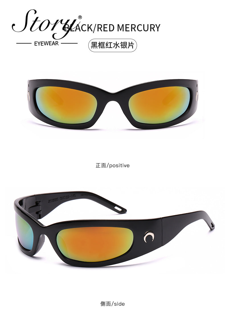 2024 New Trendy Colorful Reflective Glasses,Fashion Cross Mirror Sunglasses,Outdoor Unisex Cycling Sports Sunglasses