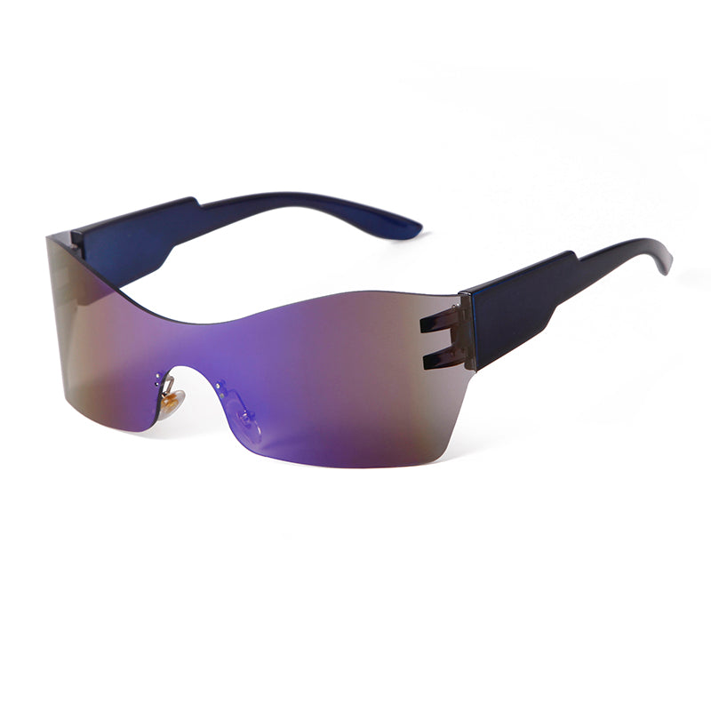 2024 New Integrated Large Frame Fashion Color Film Sunglasses, Personalized Frameless Glasses, Outdoor Cycling Sports Sunglasses