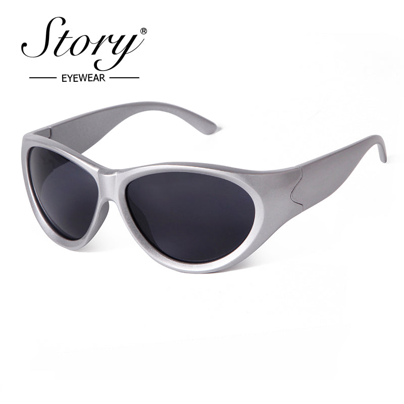 2024 New Cycling Sports Sunglasses Fashion Cat Eye Large Frame Personalized Reflective Sunglasses for Women