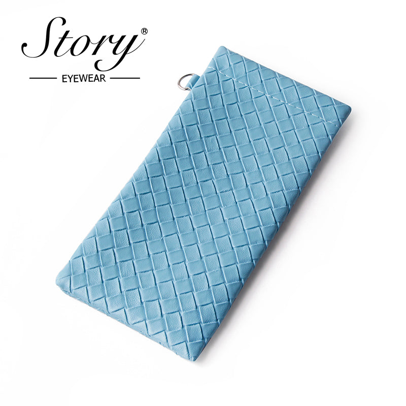 New minimalist and fashionable eyewear bag, solid color woven leather eyewear storage bag
