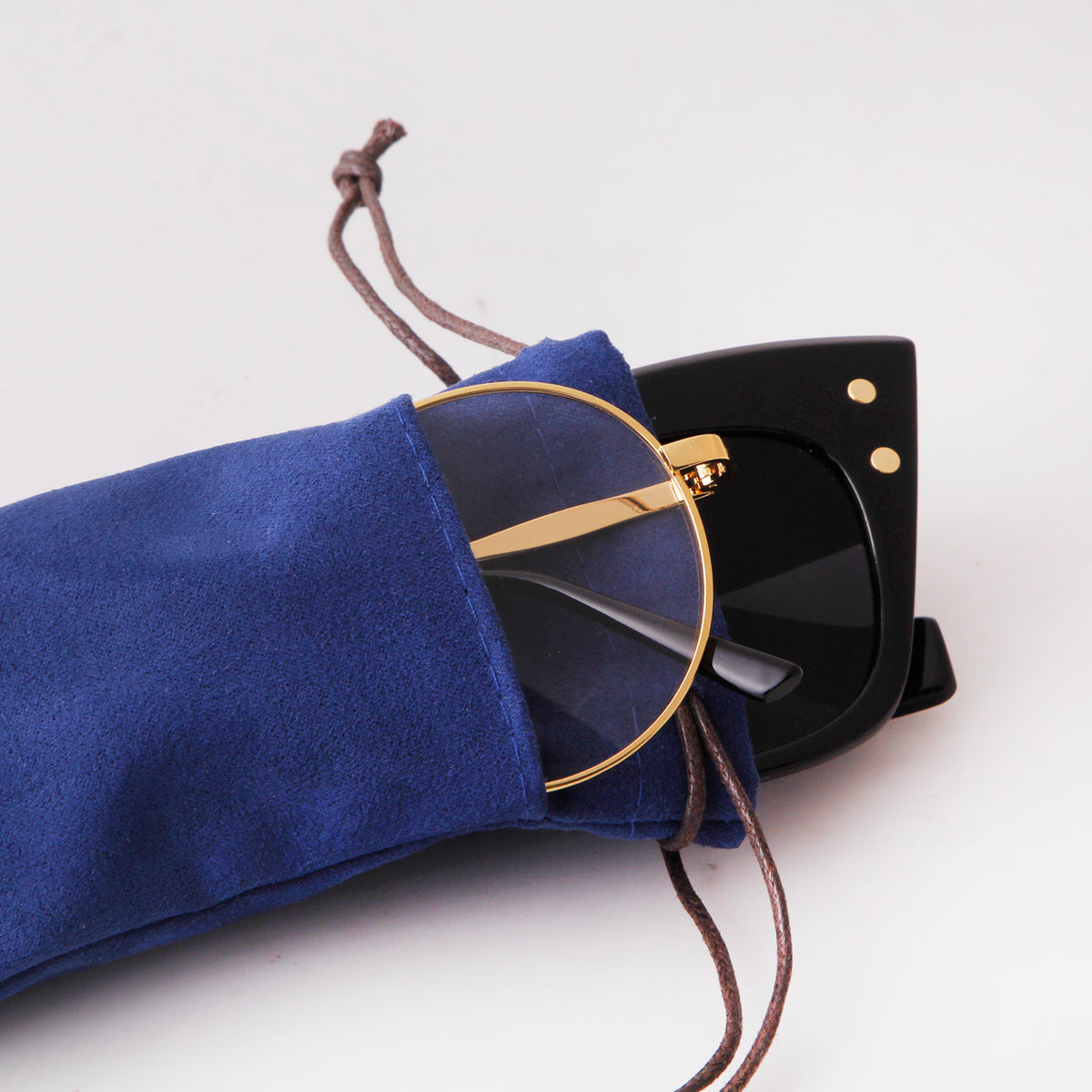 2024 New Double sided Drawstring Velvet Glasses Bag for Outdoor Travel Portable Glasses Bag