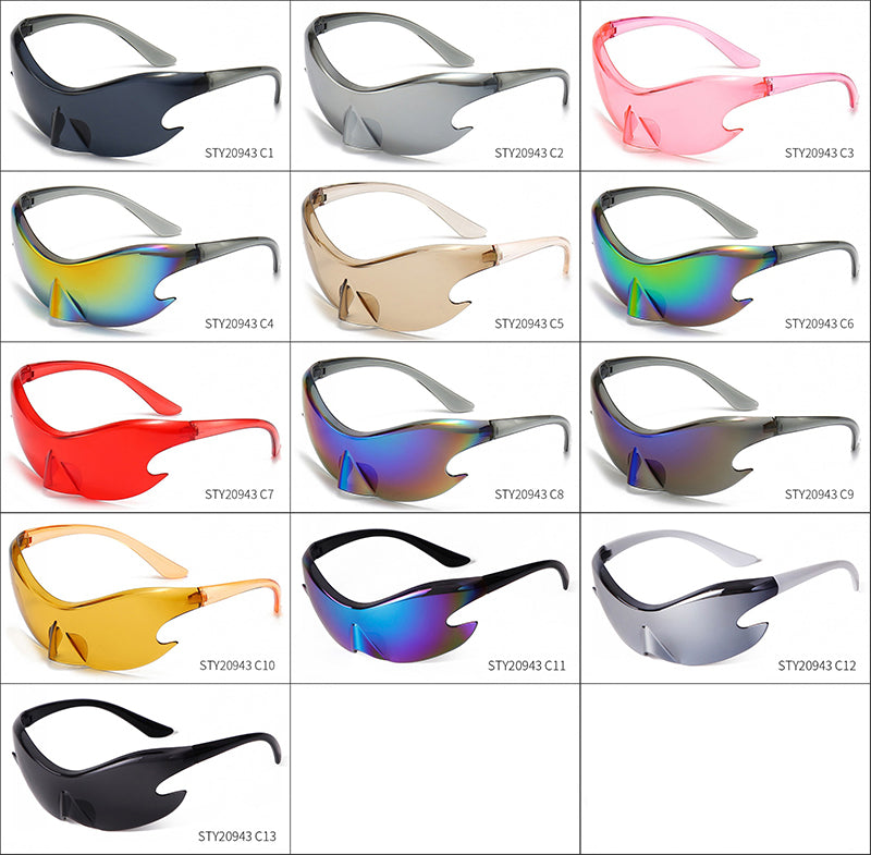 2024 New oversized one-piece sunglasses frameless Y2K sporty European and American sunglasses, colorful cycling sunglasses trend