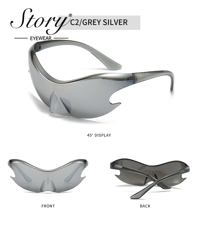 2024 New oversized one-piece sunglasses frameless Y2K sporty European and American sunglasses, colorful cycling sunglasses trend