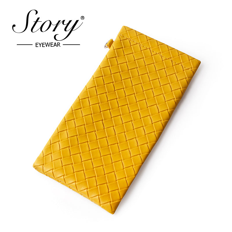 New minimalist and fashionable eyewear bag, solid color woven leather eyewear storage bag