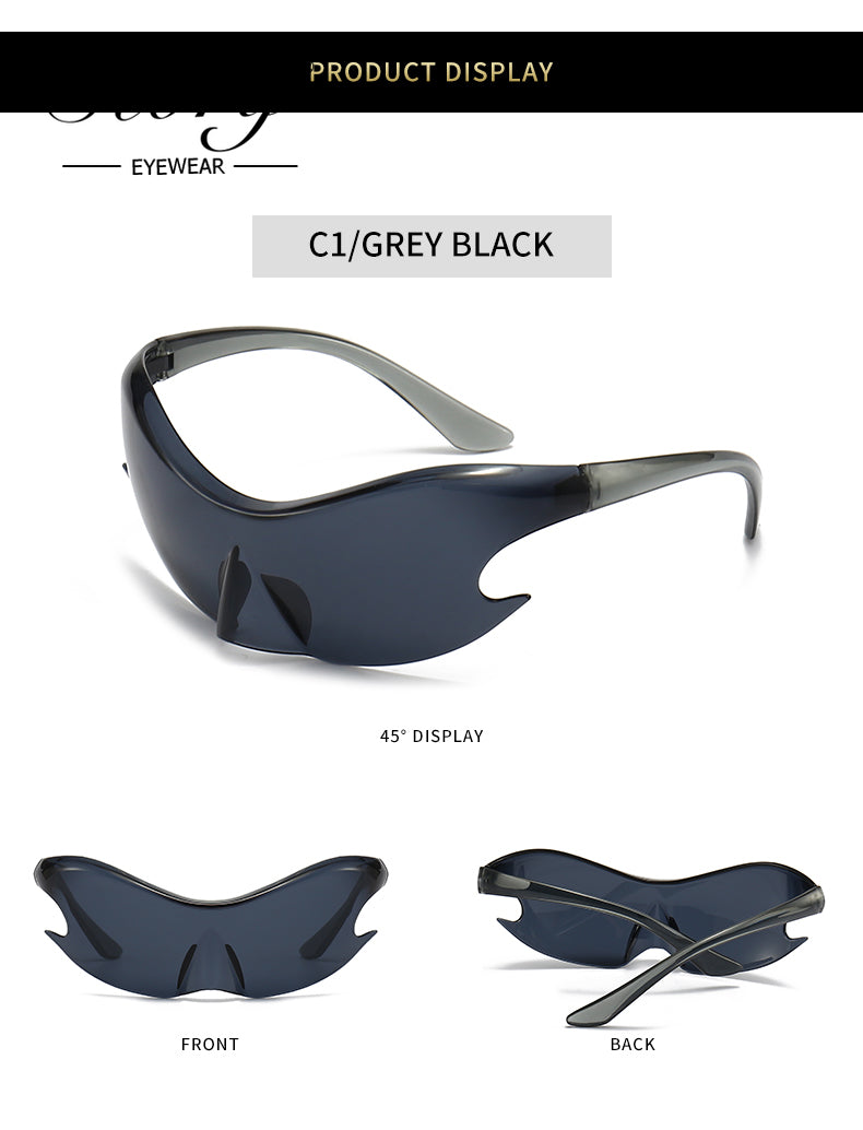 2024 New oversized one-piece sunglasses frameless Y2K sporty European and American sunglasses, colorful cycling sunglasses trend