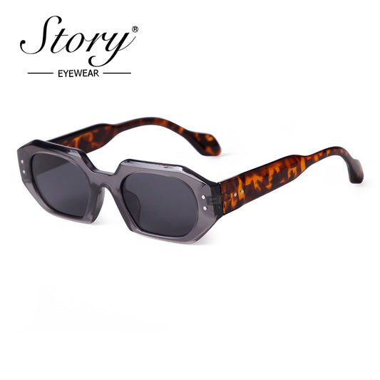 2024 new street photo polygonal UV resistant sunglasses,sweet and cool hip-hop style sunglasses