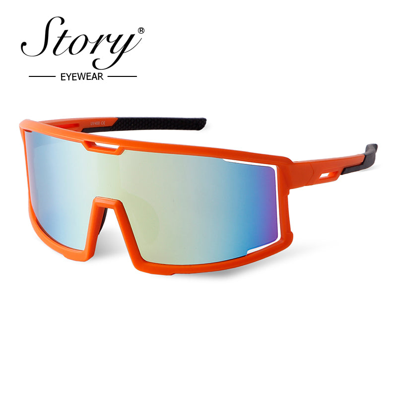 Men's &women's outdoor cycling sports glasses, colorful trendy large frame sunglasses, windproof sunglasses