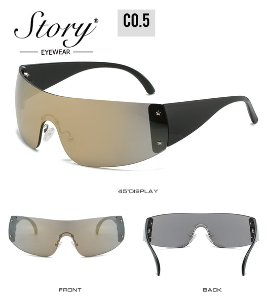 2024 New Fashion Large Frame Integrated Men's and Women's Sunglasses,Adult Sports Sunglasses frameless Mountaineering Riding Glasses