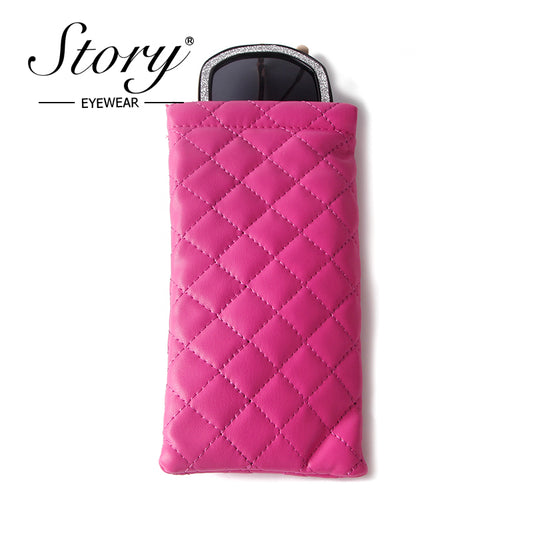 Automatic Closing Portable Checkered Glasses Bag,Portable  Minimalist Glasses Case