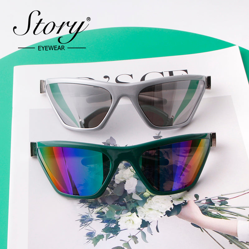 2024 New Celebrity Same Style Fashion Cat Eye Trendy Sunglasses Outdoor Cycling Personalized Fashion Sports Goggles