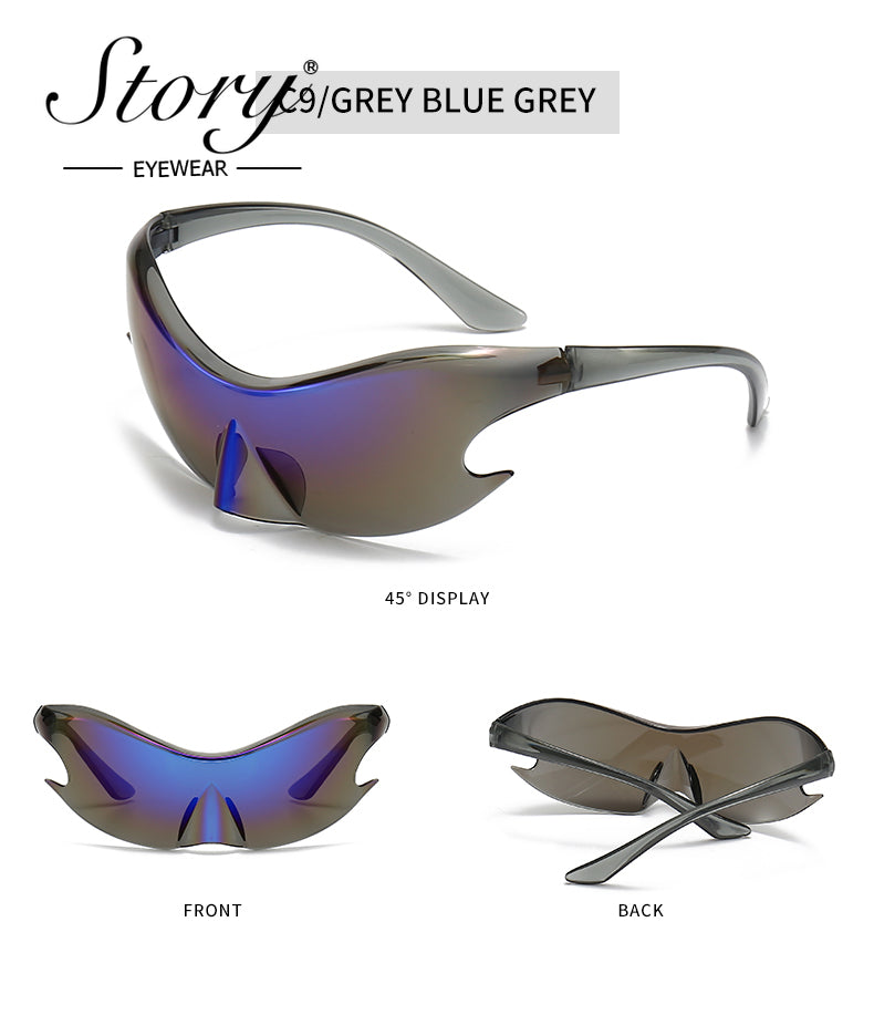 2024 New oversized one-piece sunglasses frameless Y2K sporty European and American sunglasses, colorful cycling sunglasses trend
