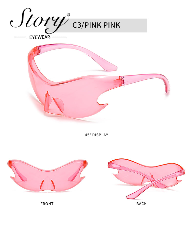 2024 New oversized one-piece sunglasses frameless Y2K sporty European and American sunglasses, colorful cycling sunglasses trend