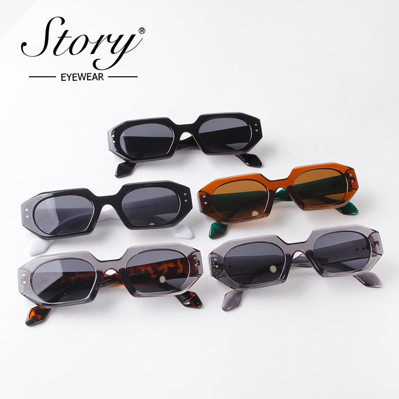 2024 new street photo polygonal UV resistant sunglasses,sweet and cool hip-hop style sunglasses