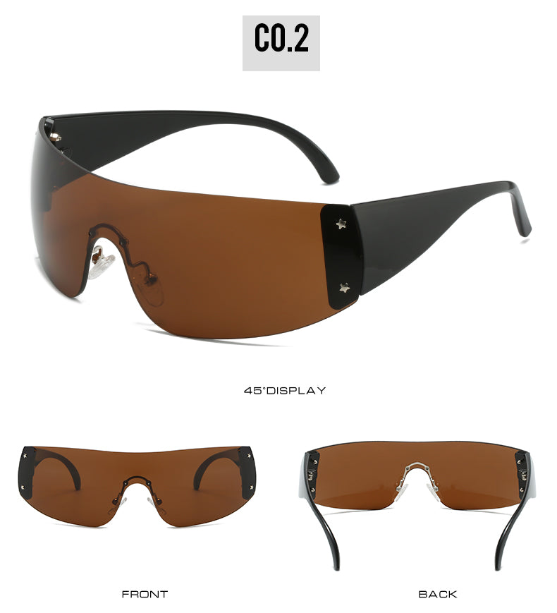 2024 New Fashion Large Frame Integrated Men's and Women's Sunglasses,Adult Sports Sunglasses frameless Mountaineering Riding Glasses