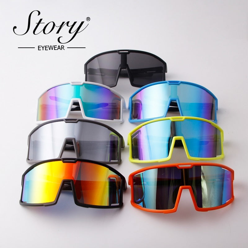 Men's &women's outdoor cycling sports glasses, colorful trendy large frame sunglasses, windproof sunglasses