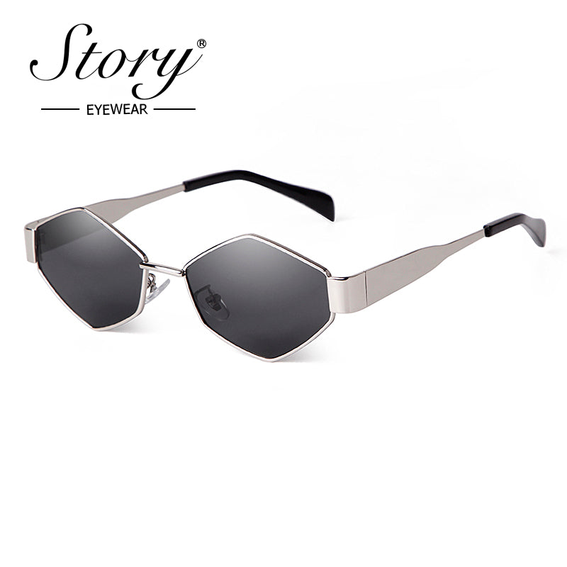Fashion Irregular Metal Sunglasses Women's Trendy Personality Wide Mirror Leg Sunglasses