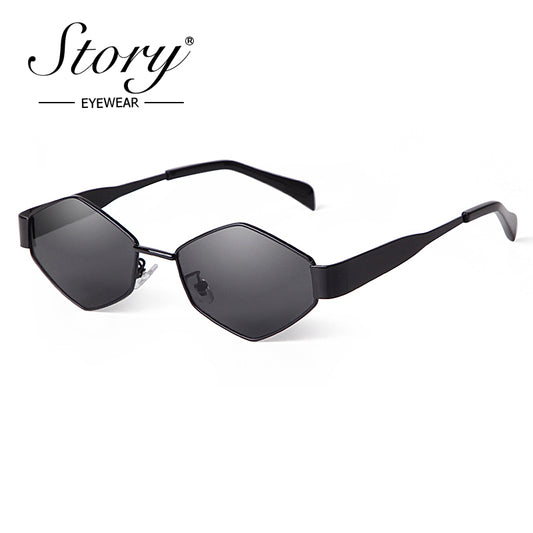 Fashion Irregular Metal Sunglasses Women's Trendy Personality Wide Mirror Leg Sunglasses
