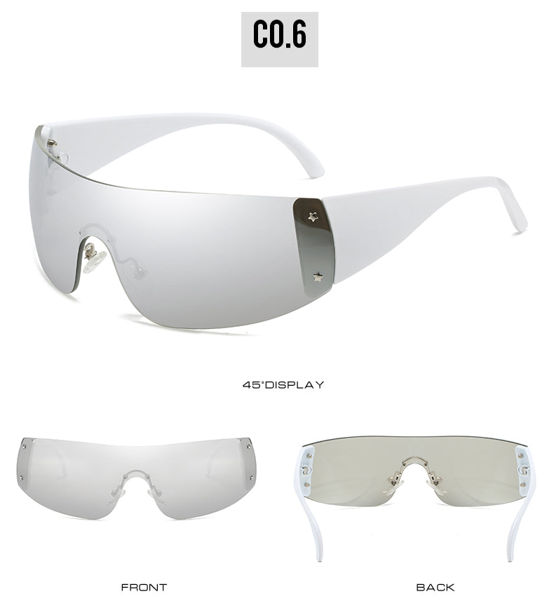 2024 New Fashion Large Frame Integrated Men's and Women's Sunglasses,Adult Sports Sunglasses frameless Mountaineering Riding Glasses