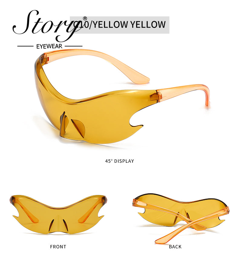 2024 New oversized one-piece sunglasses frameless Y2K sporty European and American sunglasses, colorful cycling sunglasses trend