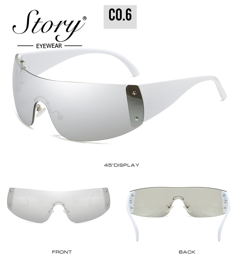 2024 New Fashion Large Frame Integrated Men's and Women's Sunglasses,Adult Sports Sunglasses frameless Mountaineering Riding Glasses