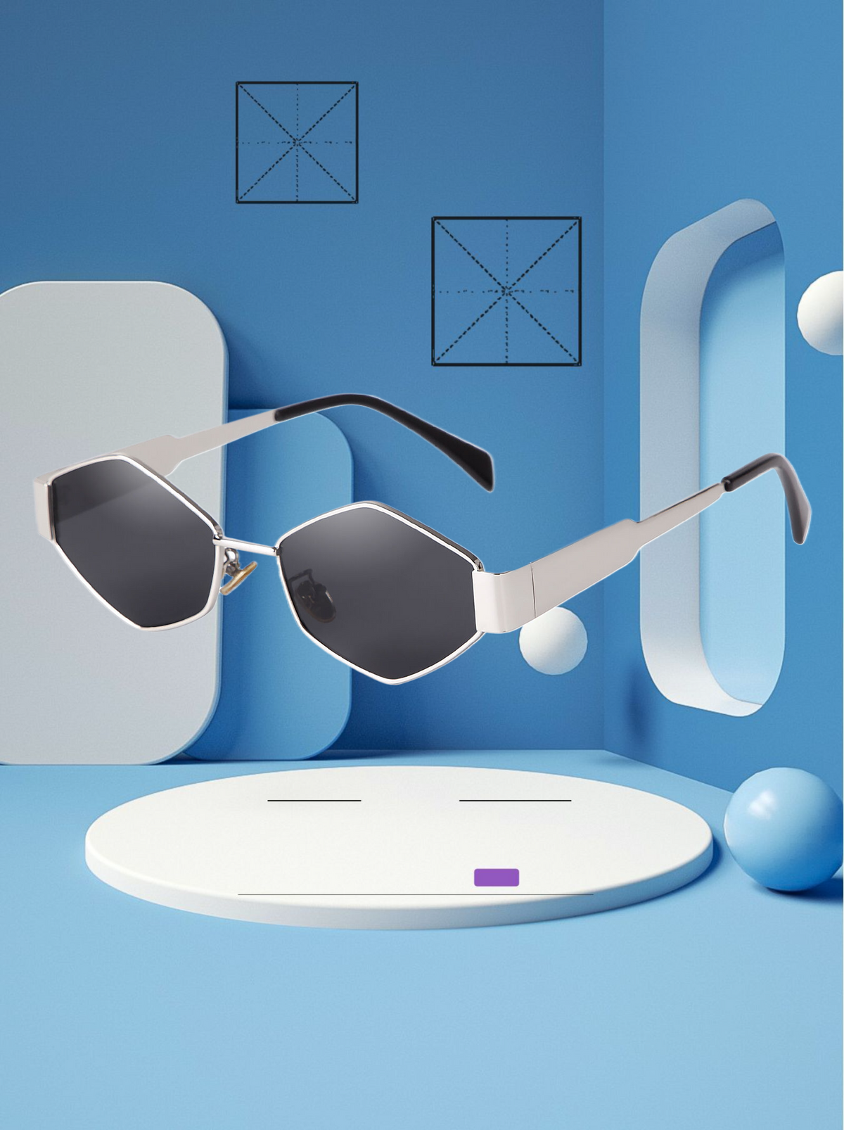 Irregular Metal Sunglasses Women's Fashion Personalized Wide Temple Sunglasses