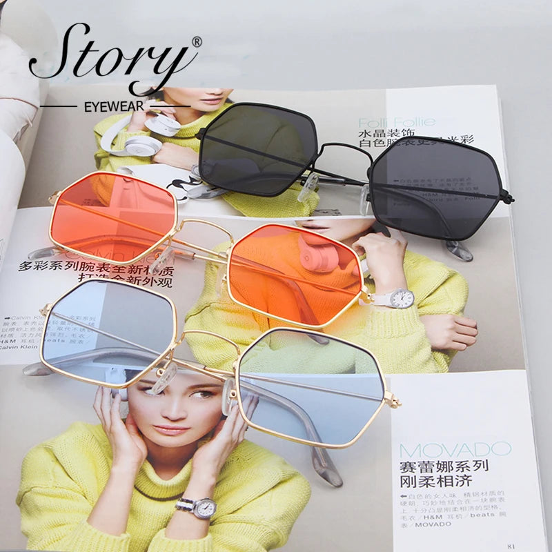 Newest Sunglasses Women Mens Small Hexagon Frame lunette SunGlasses