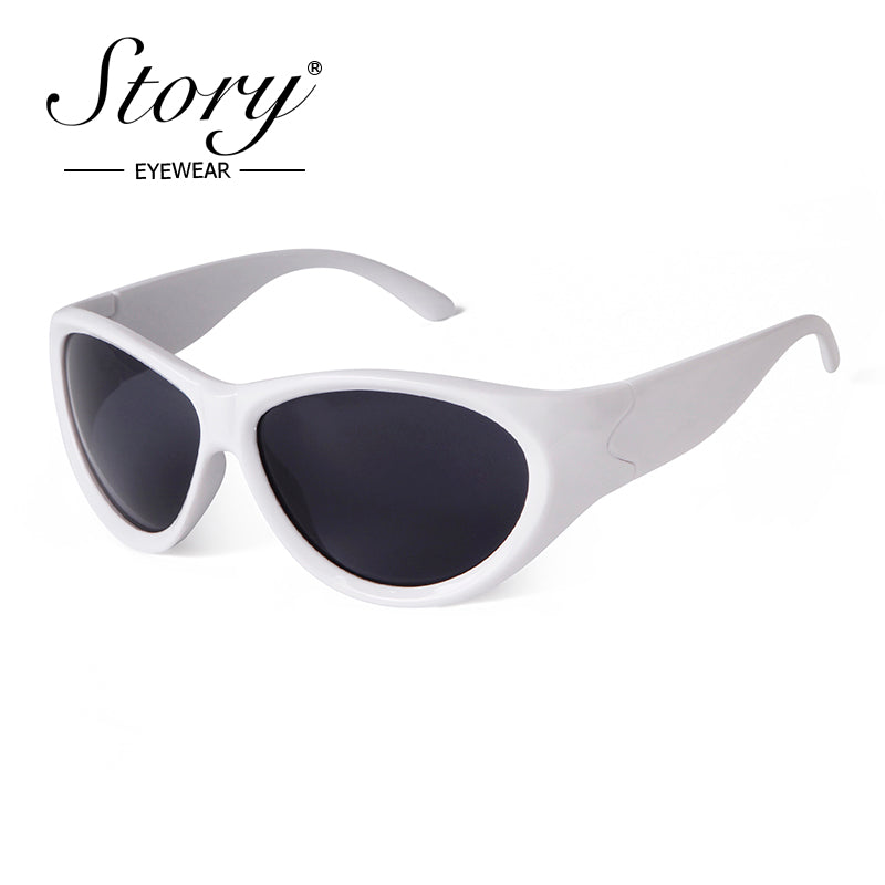 2024 New Cycling Sports Sunglasses Fashion Cat Eye Large Frame Personalized Reflective Sunglasses for Women