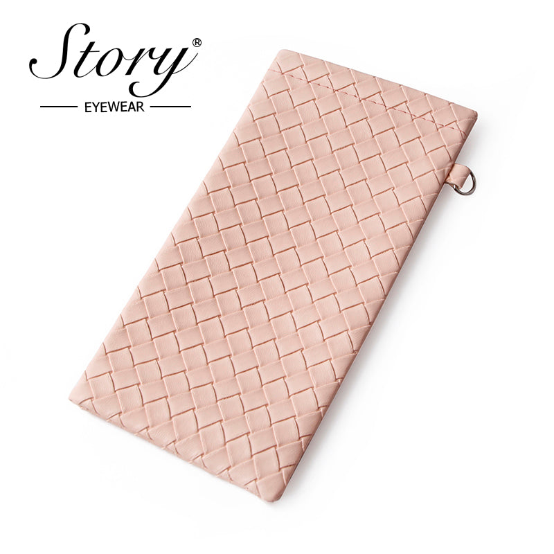New minimalist and fashionable eyewear bag, solid color woven leather eyewear storage bag