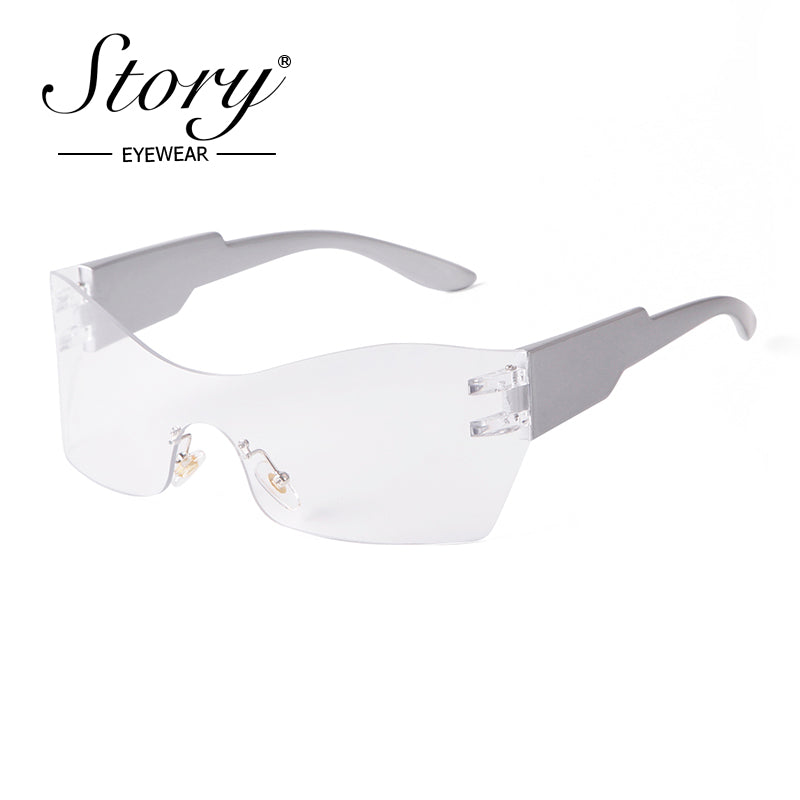 2024 New Integrated Large Frame Fashion Color Film Sunglasses, Personalized Frameless Glasses, Outdoor Cycling Sports Sunglasses