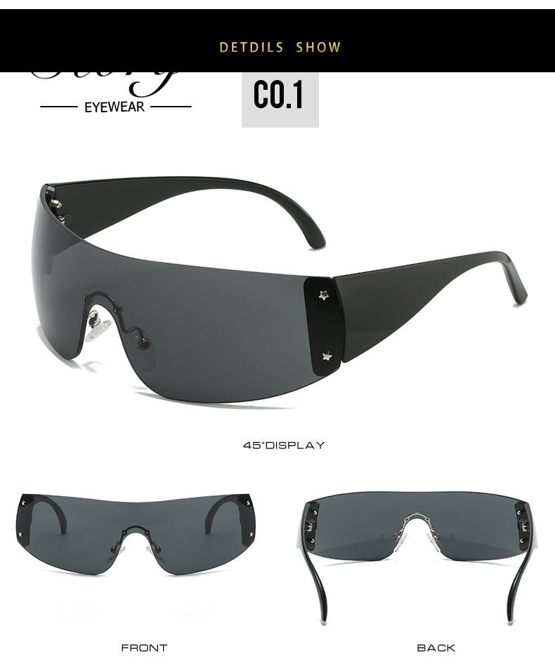 2024 New Fashion Large Frame Integrated Men's and Women's Sunglasses,Adult Sports Sunglasses frameless Mountaineering Riding Glasses