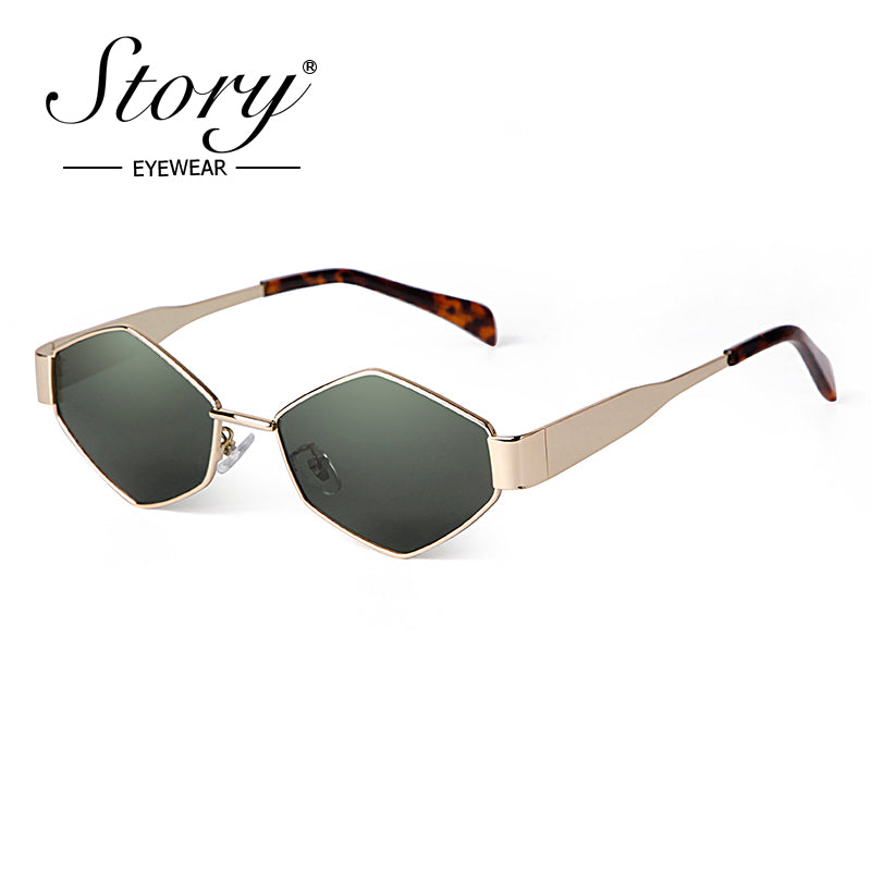 Fashion Irregular Metal Sunglasses Women's Trendy Personality Wide Mirror Leg Sunglasses