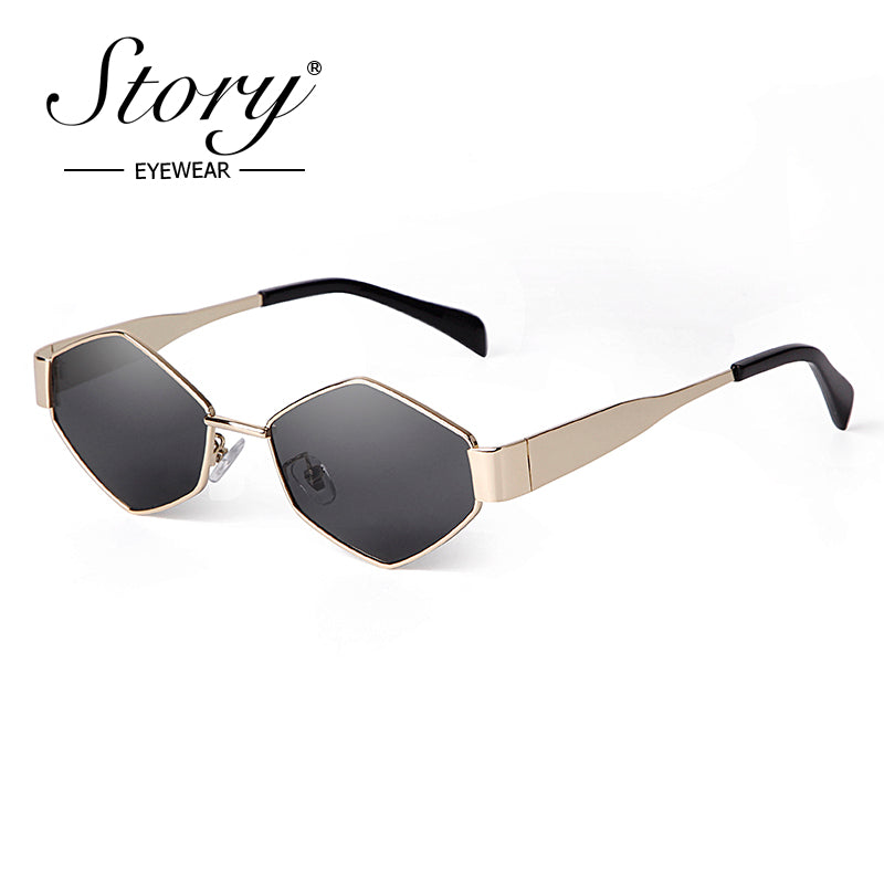 Fashion Irregular Metal Sunglasses Women's Trendy Personality Wide Mirror Leg Sunglasses