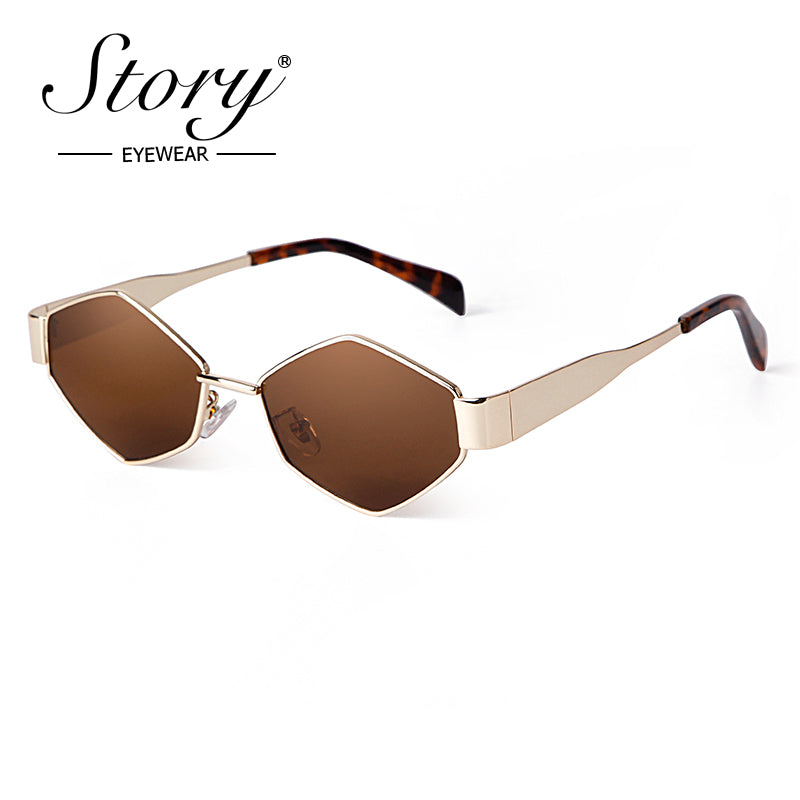Fashion Irregular Metal Sunglasses Women's Trendy Personality Wide Mirror Leg Sunglasses