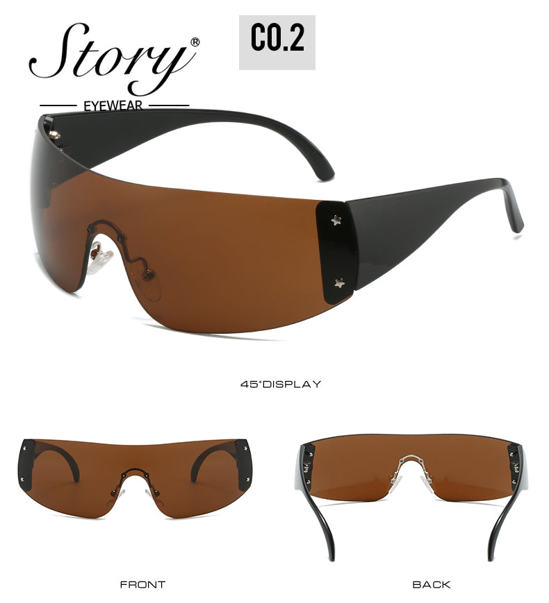 2024 New Fashion Large Frame Integrated Men's and Women's Sunglasses,Adult Sports Sunglasses frameless Mountaineering Riding Glasses