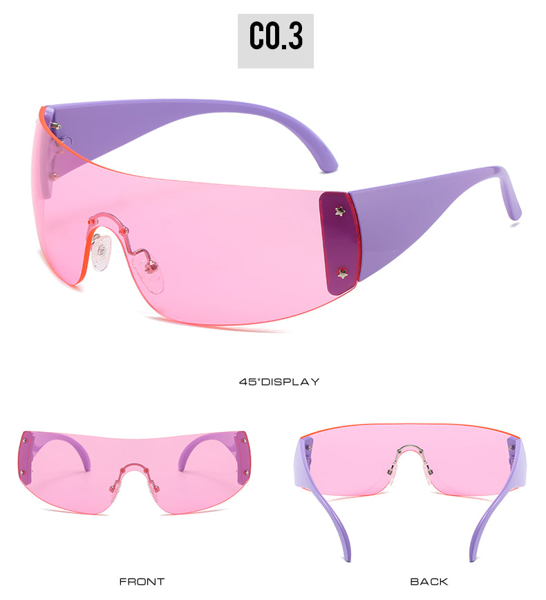 2024 New Fashion Large Frame Integrated Men's and Women's Sunglasses,Adult Sports Sunglasses frameless Mountaineering Riding Glasses