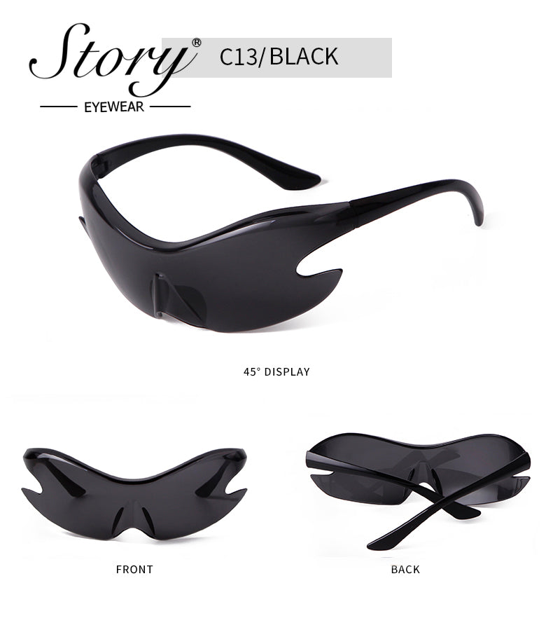 2024 New oversized one-piece sunglasses frameless Y2K sporty European and American sunglasses, colorful cycling sunglasses trend