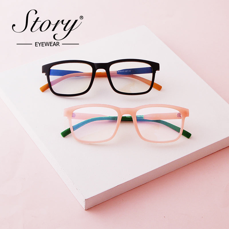 2024 New Fashion Versatile Frame Multi color Anti Blue Light Children's Flat Mirror Campus Trend High Quality Optical Glasses