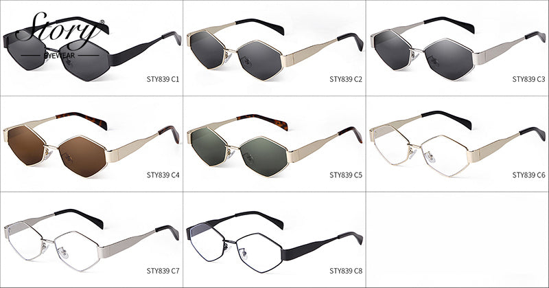 Fashion Irregular Metal Sunglasses Women's Trendy Personality Wide Mirror Leg Sunglasses
