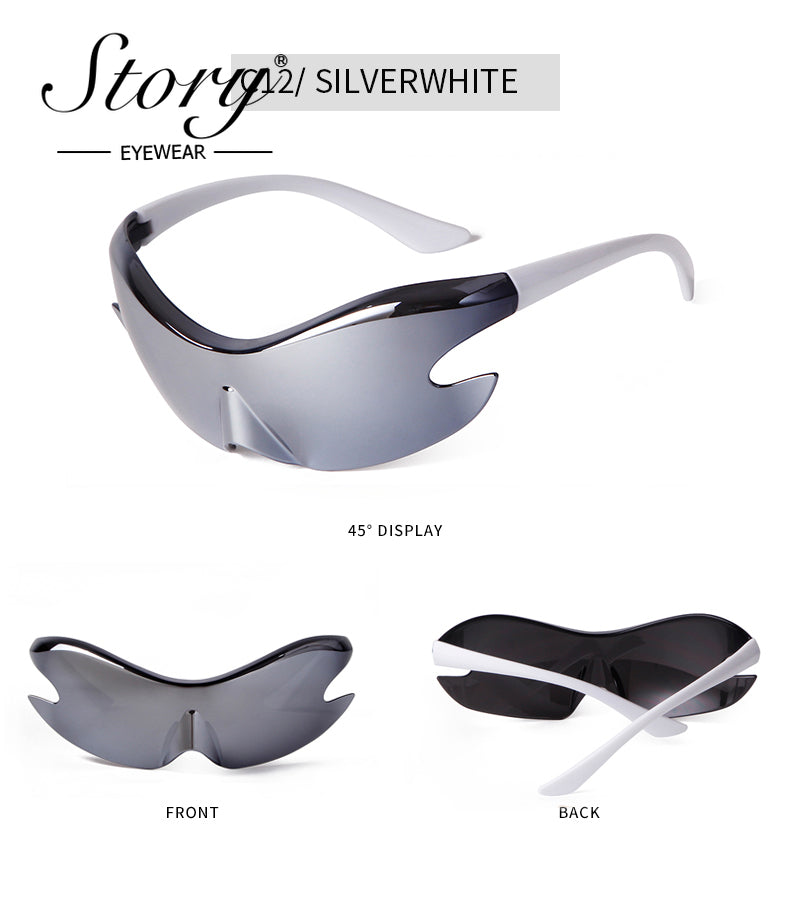 2024 New oversized one-piece sunglasses frameless Y2K sporty European and American sunglasses, colorful cycling sunglasses trend