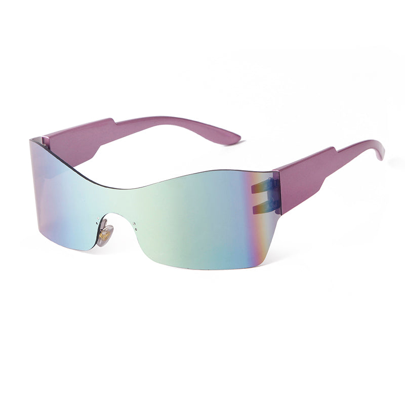 2024 New Integrated Large Frame Fashion Color Film Sunglasses, Personalized Frameless Glasses, Outdoor Cycling Sports Sunglasses
