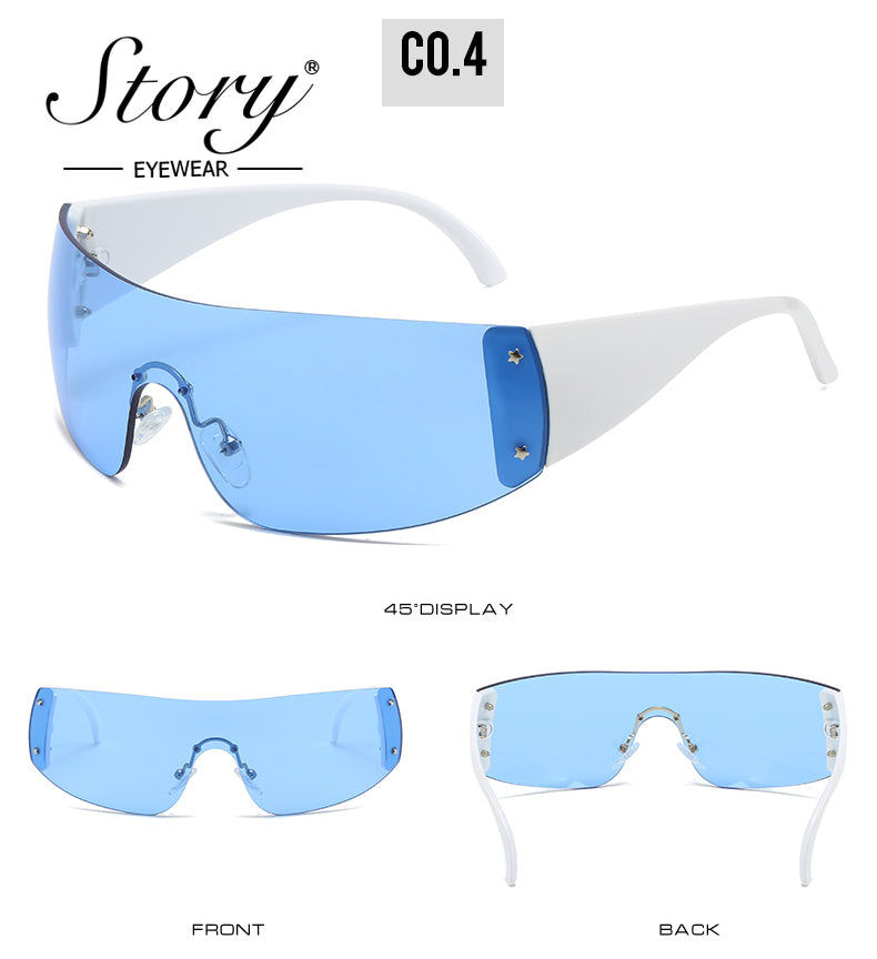 2024 New Fashion Large Frame Integrated Men's and Women's Sunglasses,Adult Sports Sunglasses frameless Mountaineering Riding Glasses